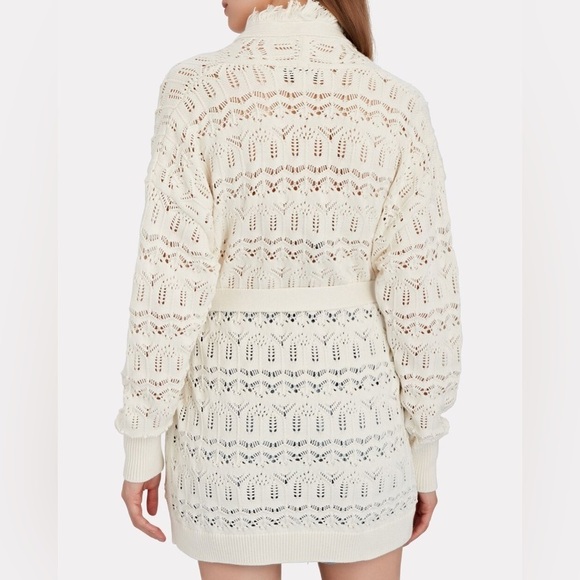 INTERMIX Brady Pointelle Silk-Cotton Wrap Cardigan in White Size Medium. - Picture 10 of 13